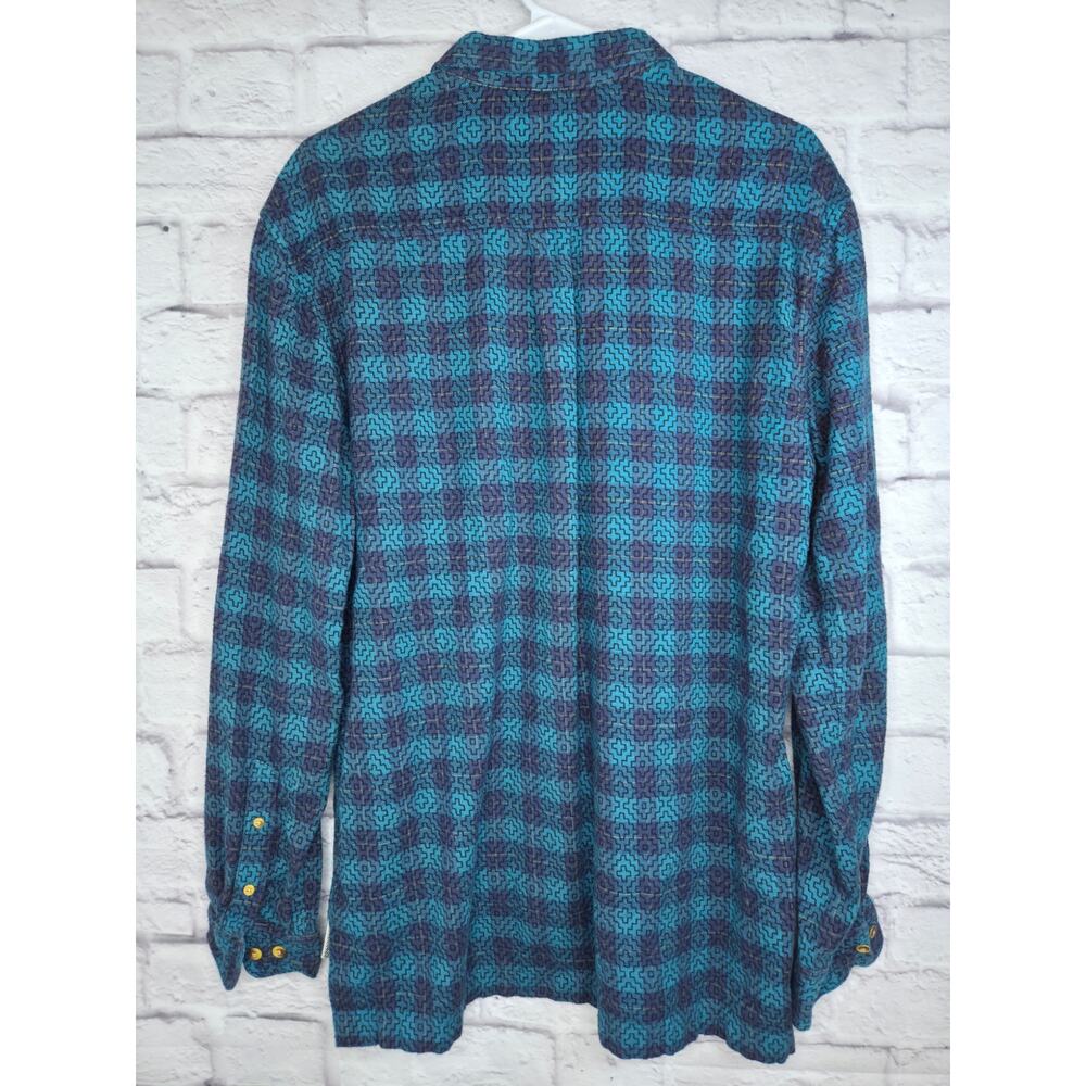 Koto Urban Outfitters Mens M Geometric Aztec Southwestern Button Down Shirt Blue - Picture 3 of 7